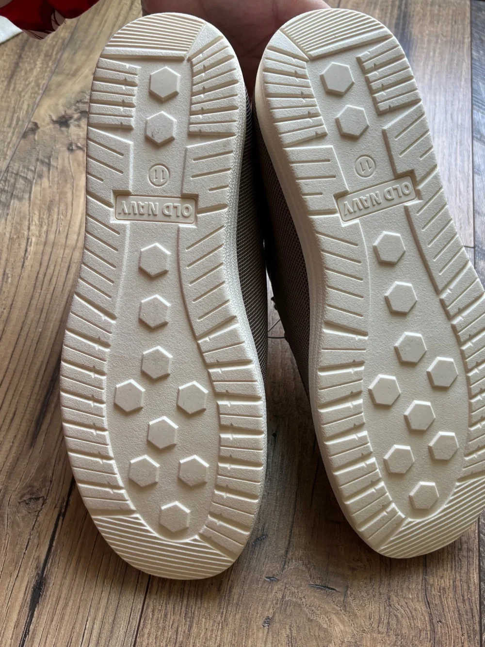 Old Navy Men's Taupe Canvas Boat Shoes with Brown Accents